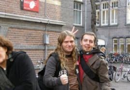 Director&nbsp;Maciej Cuske and producer Jacek Nagłowski (<em>On the Sky, on Earth</em>) in front of Guest Office<br />